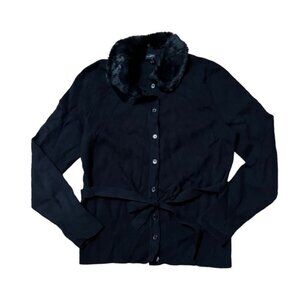 Talbots Black Button Up Sweater Size Large